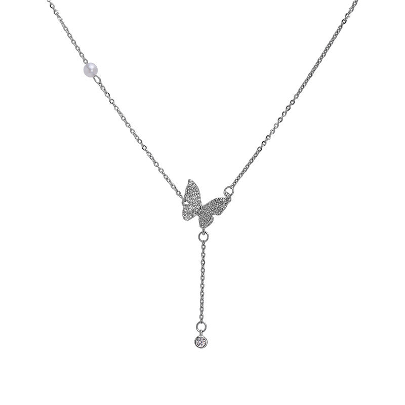 Alicia Butterfly Pearl Necklace