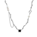 Lyra Black Stone Pearl Necklace